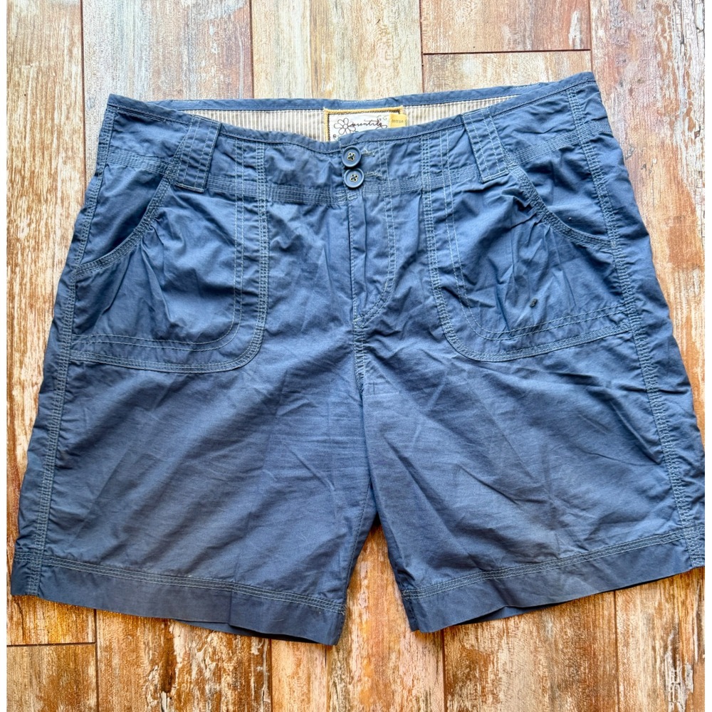 Aventura Organic Cotton Utility Shorts Blue Gray Size 12 Contrast Stitch Pockets
